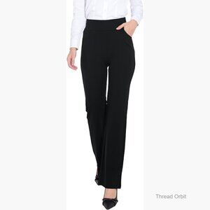 High Waist Pull-On Dress Pants Tummy Control Work Office Trousers 4 Pockets